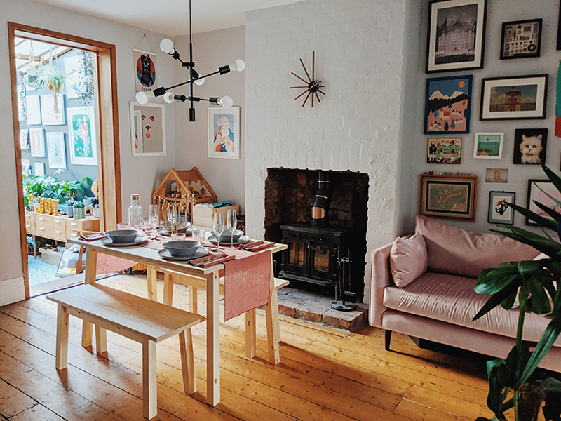 Habitat table in Mid-century modern dining room