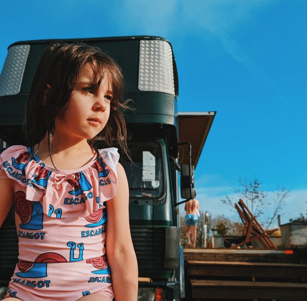 Nature's spectacular in Chew Valley. Mabli looks into the distance whilst in the hot tub