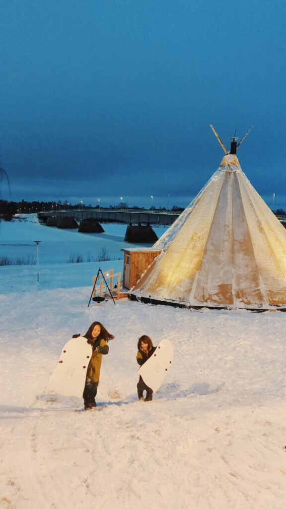 sledding in swedish lapland