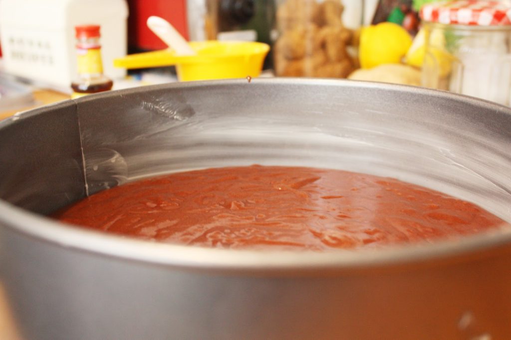vegan chocolate cake baking
