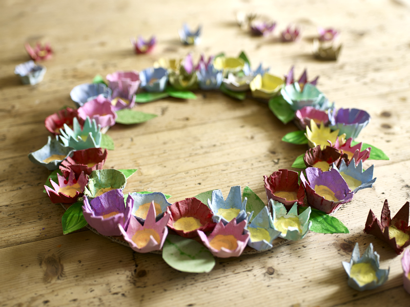 Egg box wreath craft