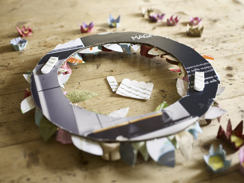 Egg box wreath craft