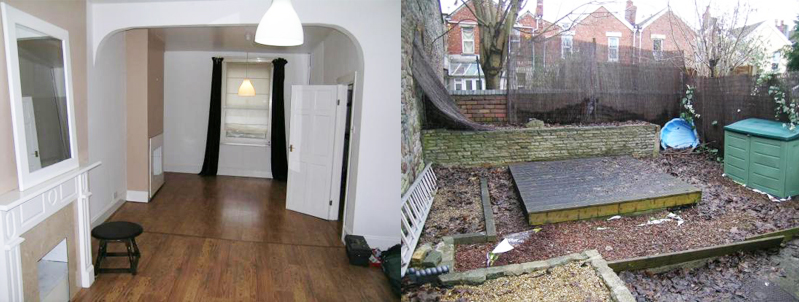 before and after garden renovation